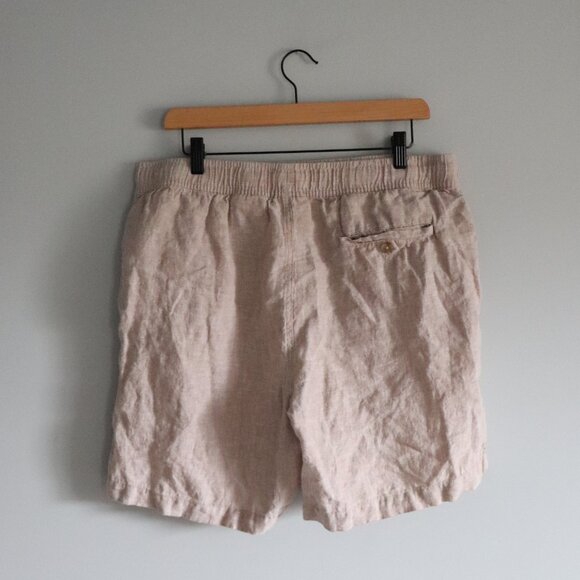 Panama Jack 100% Linen High Waist Lrg Cream Flat Front Elastic Bermuda Shorts - Picture 2 of 11